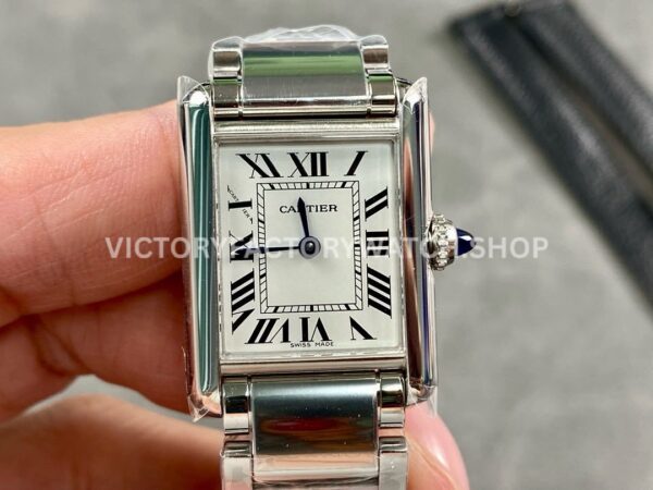 DR Factory Cartier Tank Louis WSTA0051 22mm Full Steel Roman numerals Silver Dial (7) DR Factory Cartier Tank Louis WSTA0051 full steel silver dial