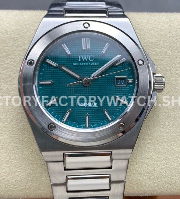 GH Factory IWC Ingenieur Automatic IW328903 40mm Full Steel Small Grid Green-Blue Dial (6) GH Factory IWC Ingenieur Automatic IW328903 40mm green blue dial replica watch