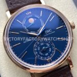 GR Factory IWC Portofino Complete Calendar 41mm Rose Gold Leather Strap Blue Dial (2) GR Factory IWC Portofino Complete Calendar 41mm Rose Gold Leather Strap Blue Dial