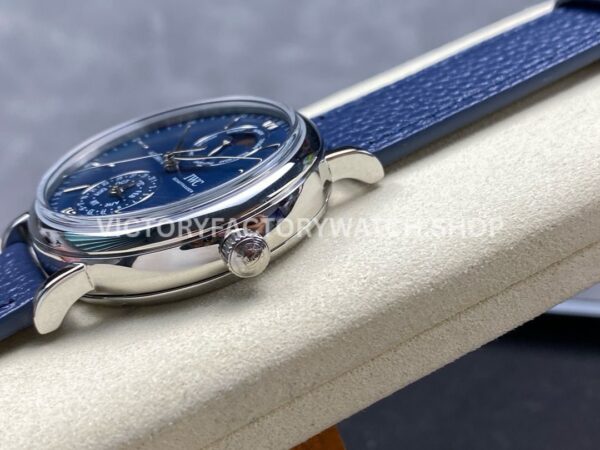 GR Factory IWC Portofino Complete Calendar 41mm Steel Leather Strap Blue Dial (1) GR Factory IWC Portofino Complete Calendar 41mm Steel Leather Strap Blue Dial