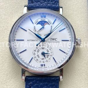 GR Factory IWC Portofino Complete Calendar IW359001 41mm Blue Needle Steel Leather Strap White Dial (6) GR Factory IWC Portofino Complete Calendar IW359001 41mm blue hands white dial replica watch
