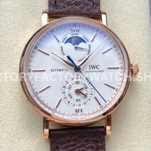 GR Factory IWC Portofino Complete Calendar IW359002 41mm Rose Gold Leather Strap White Dial (9) GR Factory IWC Portofino Complete Calendar IW359002 41mm white dial replica watch