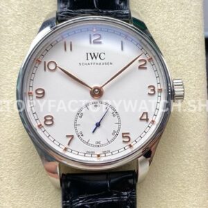 GR Factory IWC Portuguese IW358303 40mm Steel Leather Strap Arabic Numerals Silver Dial (8) GR Factory IWC Portuguese IW358303 40mm silver dial replica watch