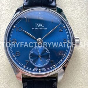 GR Factory IWC Portuguese IW358305 40mm Steel Leather Strap Arabic Numerals Blue Dial (3) GR Factory IWC Portuguese IW358305 40mm blue dial replica watch