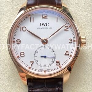 GR Factory IWC Portuguese IW358306 40mm Rose Gold Leather Strap Arabic Numerals White Dial (2) GR Factory IWC Portuguese IW358306 40mm white dial replica watch