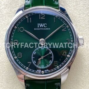 GR Factory IWC Portuguese IW358310 40mm Steel Leather Strap Arabic Numerals Green Dial (5) GR Factory IWC Portuguese IW358310 40mm green dial replica watch