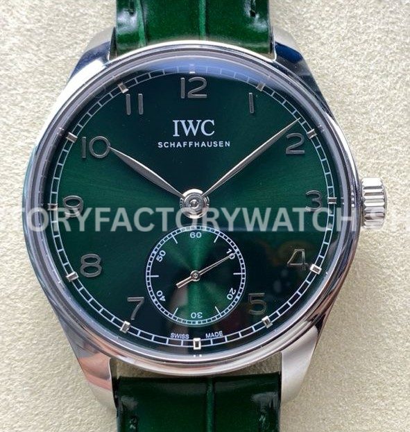 GR Factory IWC Portuguese IW358310 40mm Steel Leather Strap Arabic Numerals Green Dial (5) GR Factory IWC Portuguese IW358310 40mm green dial replica watch