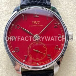 GR Factory IWC Portuguese IW358315 40mm Steel Leather Strap Arabic Numerals Red Dial (9) GR Factory IWC Portuguese IW358315 40mm red dial replica watch