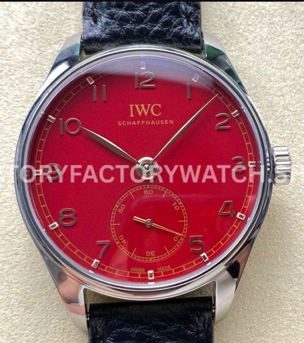GR Factory IWC Portuguese IW358315 40mm Steel Leather Strap Arabic Numerals Red Dial (9) GR Factory IWC Portuguese IW358315 40mm red dial replica watch