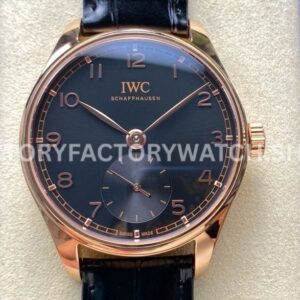 GR Factory IWC Portuguese IW358401 40mm Rose Gold Leather Strap Arabic Numerals Black Dial (4) GR Factory IWC Portuguese IW358401 40mm black dial replica watch