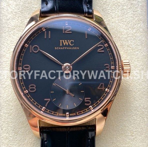 GR Factory IWC Portuguese IW358401 40mm Rose Gold Leather Strap Arabic Numerals Black Dial (4) GR Factory IWC Portuguese IW358401 40mm black dial replica watch