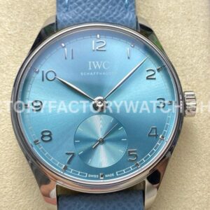 GR Factory IWC Portuguese IW358402 40mm Steel Leather Strap Arabic Numerals Ice Blue Dial (3) GR Factory IWC Portuguese IW358402 40mm ice blue dial replica watch