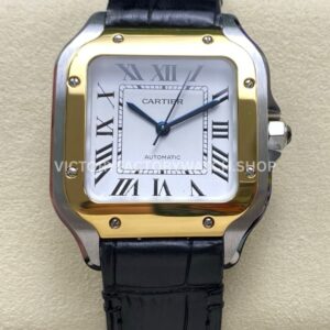 J12 Factory Cartier Santos W2SA0016 black leather silver dial