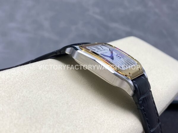 J12 Factory Cartier Santos W2SA0016 35.1mm Black Leather Strap Yellow Gold Bezel Roman Numerals Silver Dial (3) J12 Factory Cartier Santos W2SA0016 35.1mm Black Leather Strap Yellow Gold Bezel Roman Numerals Silver Dial