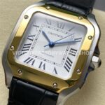 J12 Factory Cartier Santos W2SA0016 35.1mm Black Leather Strap Yellow Gold Bezel Roman Numerals Silver Dial (4) J12 Factory Cartier Santos W2SA0016 35.1mm Black Leather Strap Yellow Gold Bezel Roman Numerals Silver Dial