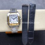 J12 Factory Cartier Santos W2SA0016 35.1mm Black Leather Strap Yellow Gold Bezel Roman Numerals Silver Dial (7) J12 Factory Cartier Santos W2SA0016 35.1mm Black Leather Strap Yellow Gold Bezel Roman Numerals Silver Dial