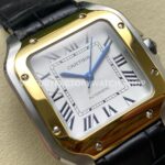 J12 Factory Cartier Santos W2SA0016 35.1mm Black Leather Strap Yellow Gold Bezel Roman Numerals Silver Dial (9) J12 Factory Cartier Santos W2SA0016 35.1mm Black Leather Strap Yellow Gold Bezel Roman Numerals Silver Dial