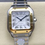 J12 Factory Cartier Santos W2SA0016 35.1mm Full Steel Yellow Gold Bezel Roman Numerals Silver Dial (10) J12 Factory Cartier Santos W2SA0016 silver dial yellow gold bezel