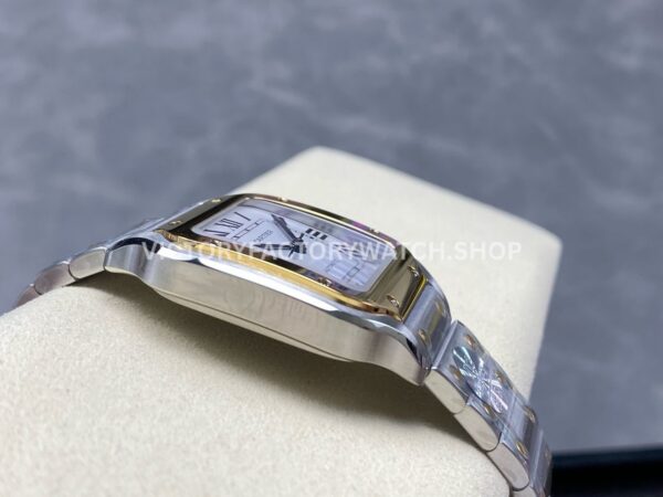 J12 Factory Cartier Santos W2SA0016 35.1mm Full Steel Yellow Gold Bezel Roman Numerals Silver Dial (2) J12 Factory Cartier Santos W2SA0016 35.1mm Full Steel Yellow Gold Bezel Roman Numerals Silver Dial