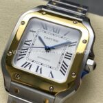 J12 Factory Cartier Santos W2SA0016 35.1mm Full Steel Yellow Gold Bezel Roman Numerals Silver Dial (3) J12 Factory Cartier Santos W2SA0016 35.1mm Full Steel Yellow Gold Bezel Roman Numerals Silver Dial