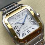 J12 Factory Cartier Santos W2SA0016 35.1mm Full Steel Yellow Gold Bezel Roman Numerals Silver Dial (9) J12 Factory Cartier Santos W2SA0016 35.1mm Full Steel Yellow Gold Bezel Roman Numerals Silver Dial