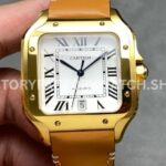 J12 Factory Cartier Santos WGSA0029 39.8mm Brown Leather Strap Roman Numerals White Dial (10) J12 Factory Cartier Santos WGSA0029 white dial brown leather strap