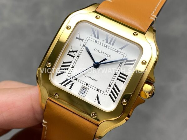 J12 Factory Cartier Santos WGSA0029 39.8mm Brown Leather Strap Roman Numerals White Dial (11) J12 Factory Cartier Santos WGSA0029 39.8mm Brown Leather Strap Roman Numerals White Dial