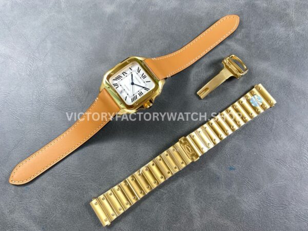 J12 Factory Cartier Santos WGSA0029 39.8mm Brown Leather Strap Roman Numerals White Dial (6) J12 Factory Cartier Santos WGSA0029 39.8mm Brown Leather Strap Roman Numerals White Dial
