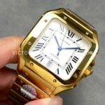 J12 Factory Cartier Santos WGSA0029 39.8mm Full Yellow Gold Roman Numerals White Dial