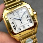 J12 Factory Cartier Santos WGSA0029 39.8mm Full Yellow Gold Roman Numerals White Dial