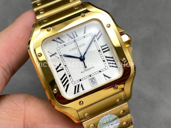 J12 Factory Cartier Santos WGSA0029 39.8mm Full Yellow Gold Roman Numerals White Dial