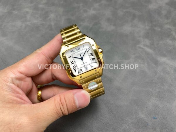 J12 Factory Cartier Santos WGSA0029 39.8mm Full Yellow Gold Roman Numerals White Dial