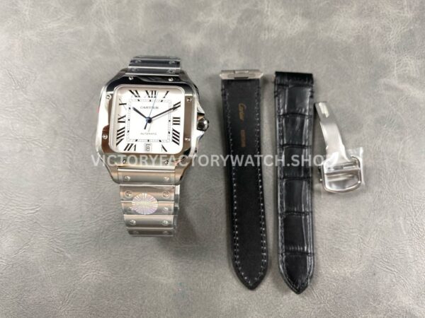J12 Factory Cartier Santos WSSA0018 39.8mm Full Steel Roman Numerals Silver Dial (1) J12 Factory Cartier Santos WSSA0018 39.8mm Full Steel Roman Numerals Silver Dial