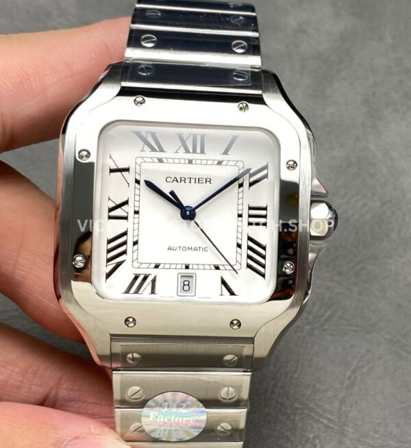J12 Factory Cartier Santos WSSA0018 39.8mm Full Steel Roman Numerals Silver Dial (10) J12 Factory Cartier Santos WSSA0018 silver dial full steel