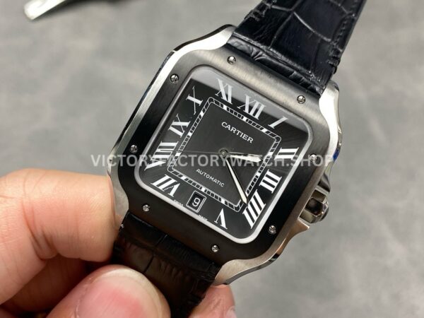 J12 Factory Cartier Santos WSSA0037 39.8mm Black Bezel Roman Numerals Grey Dial (3) J12 Factory Cartier Santos WSSA0037 39.8mm Black Bezel Roman Numerals Grey Dial