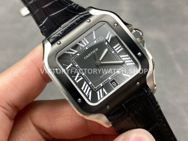 J12 Factory Cartier Santos WSSA0037 39.8mm Black Bezel Roman Numerals Grey Dial (4) J12 Factory Cartier Santos WSSA0037 39.8mm Black Bezel Roman Numerals Grey Dial