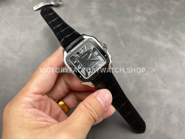 J12 Factory Cartier Santos WSSA0037 39.8mm Black Bezel Roman Numerals Grey Dial (7) J12 Factory Cartier Santos WSSA0037 39.8mm Black Bezel Roman Numerals Grey Dial