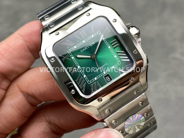 J12 Factory Cartier Santos WSSA0062 39.8mm Full Steel Roman Numerals Green Dial
