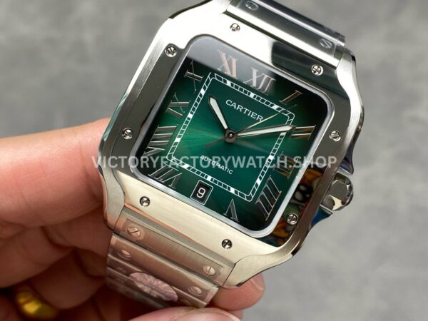 J12 Factory Cartier Santos WSSA0062 39.8mm Full Steel Roman Numerals Green Dial