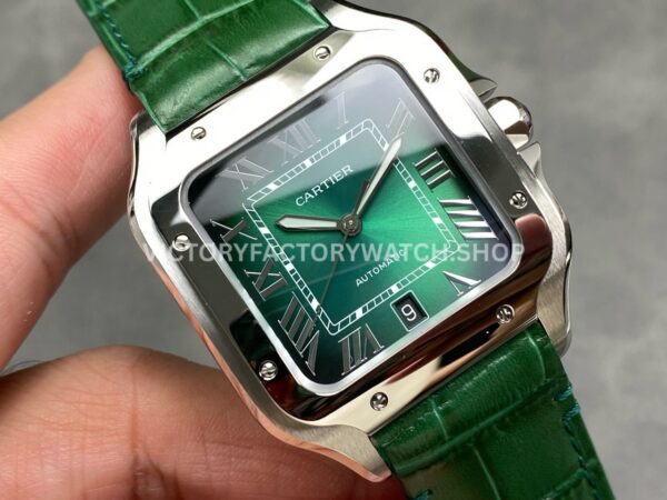 J12 Factory Cartier Santos WSSA0062 39.8mm Green Leather Strap Roman Numerals Green Dial (6) J12 Factory Cartier Santos WSSA0062 39.8mm Green Leather Strap Roman Numerals Green Dial