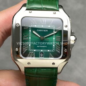 J12 Factory Cartier Santos WSSA0062 green dial green leather strap