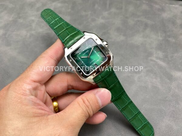 J12 Factory Cartier Santos WSSA0062 39.8mm Green Leather Strap Roman Numerals Green Dial (8) J12 Factory Cartier Santos WSSA0062 39.8mm Green Leather Strap Roman Numerals Green Dial