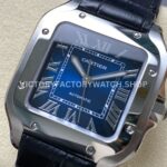 J12 Factory Cartier Santos WSSA0063 35.1mm Leather Strap Roman Numerals Blue Dial (10) J12 Factory Cartier Santos WSSA0063 35.1mm Leather Strap Roman Numerals Blue Dial