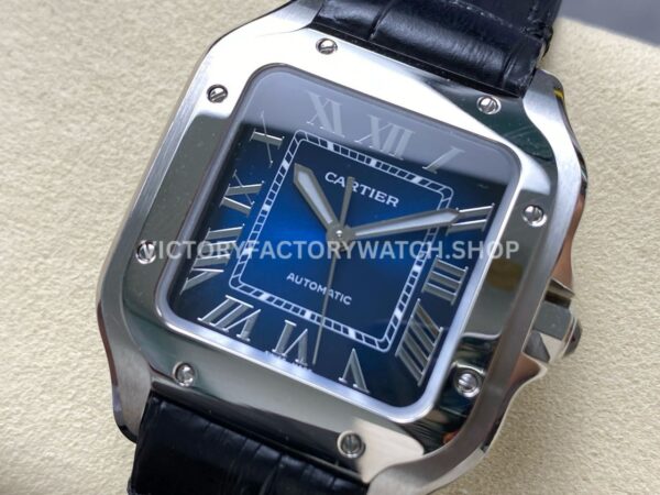 J12 Factory Cartier Santos WSSA0063 35.1mm Leather Strap Roman Numerals Blue Dial (10) J12 Factory Cartier Santos WSSA0063 35.1mm Leather Strap Roman Numerals Blue Dial