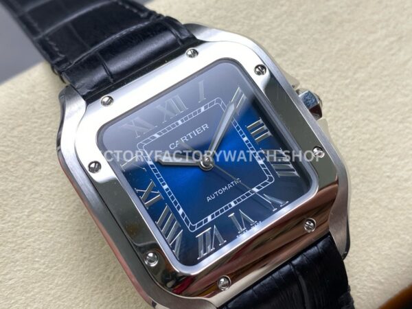 J12 Factory Cartier Santos WSSA0063 35.1mm Leather Strap Roman Numerals Blue Dial (2) J12 Factory Cartier Santos WSSA0063 35.1mm Leather Strap Roman Numerals Blue Dial