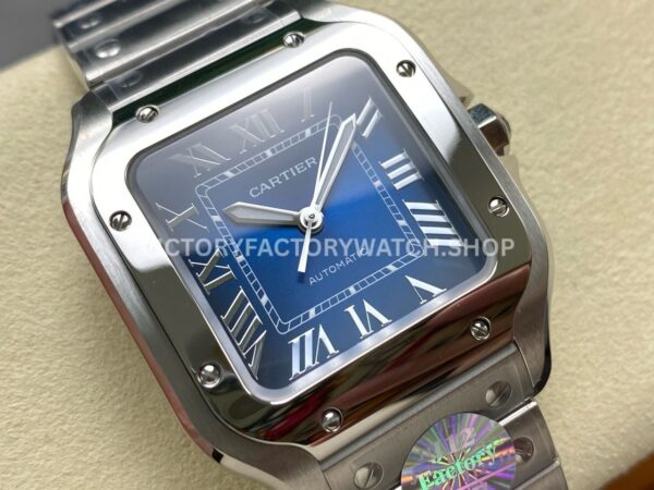 J12 Factory Cartier Santos WSSA0063 39.8mm Full Steel Roman Numerals Blue Dial (11) J12 Factory Cartier Santos WSSA0063 39.8mm Full Steel Roman Numerals Blue Dial