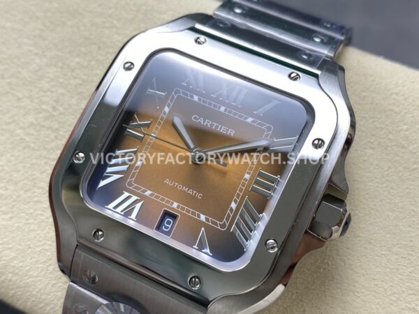 J12 Factory Cartier Santos WSSA0064 39.8mm Full Steel Roman Numerals Brown Dial (1) J12 Factory Cartier Santos WSSA0064 39.8mm Full Steel Roman Numerals Brown Dial