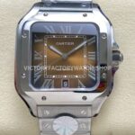J12 Factory Cartier Santos WSSA0064 39.8mm Full Steel Roman Numerals Brown Dial (10) J12 Factory Cartier Santos WSSA0064 full steel brown dial