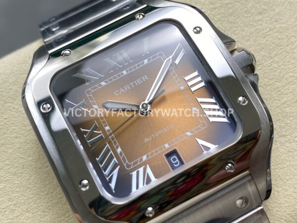 J12 Factory Cartier Santos WSSA0064 39.8mm Full Steel Roman Numerals Brown Dial (2) J12 Factory Cartier Santos WSSA0064 39.8mm Full Steel Roman Numerals Brown Dial