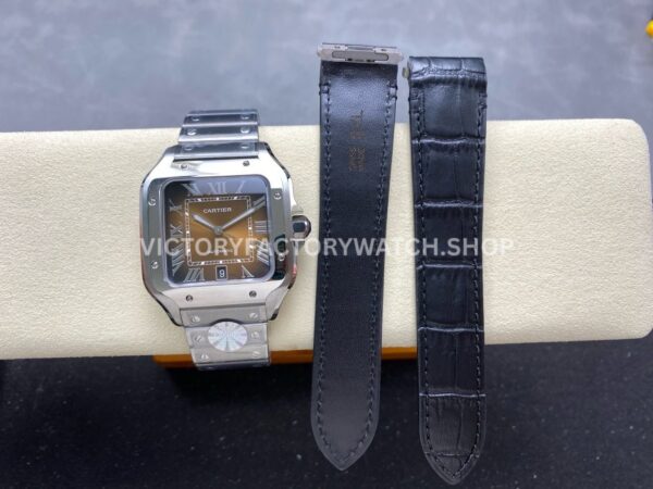 J12 Factory Cartier Santos WSSA0064 39.8mm Full Steel Roman Numerals Brown Dial (7) J12 Factory Cartier Santos WSSA0064 39.8mm Full Steel Roman Numerals Brown Dial